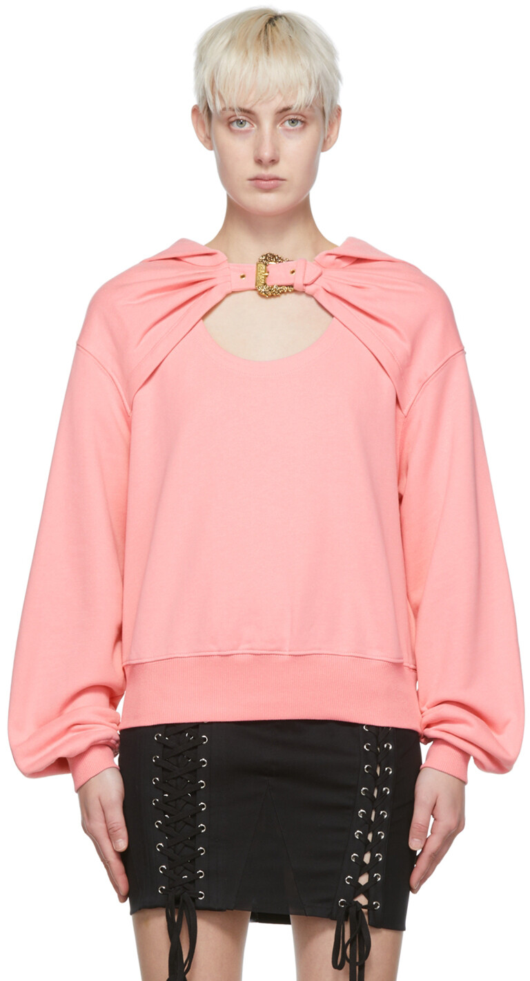

Розовый худи с вырезом Versace Jeans Couture