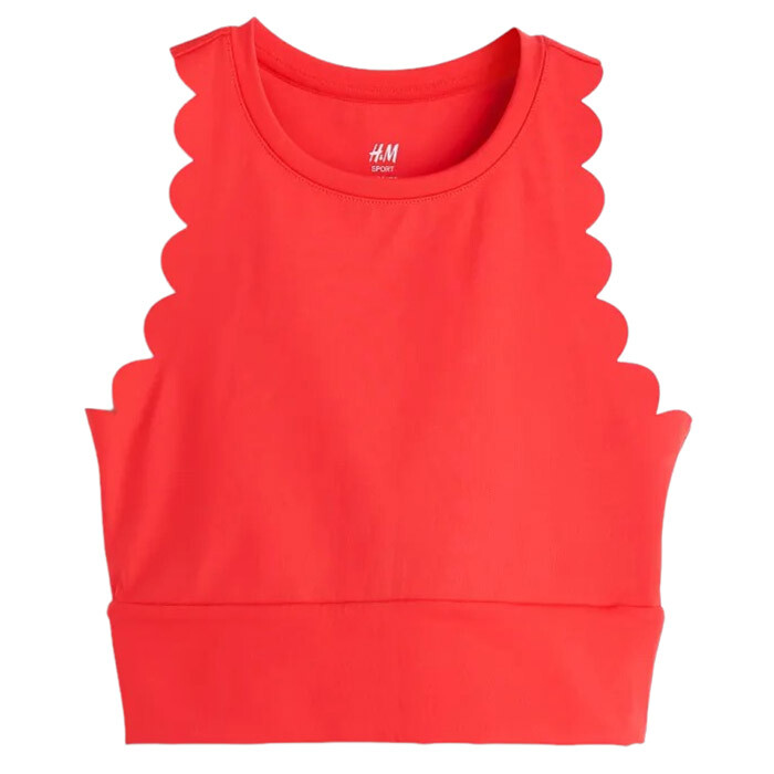 

Спортивный укороченный топ H&M Scallop-edged, светло-красный