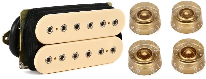 

DiMarzio DP100 Super Distortion Bridge/Neck Humbucker Pickup — кремовый комплект с аксессуарами Gibson Speed ​​Knobs, 4 шт. — золото DiMarzio + Gibson Accessories DP100CR=1 PRSK-020=1
