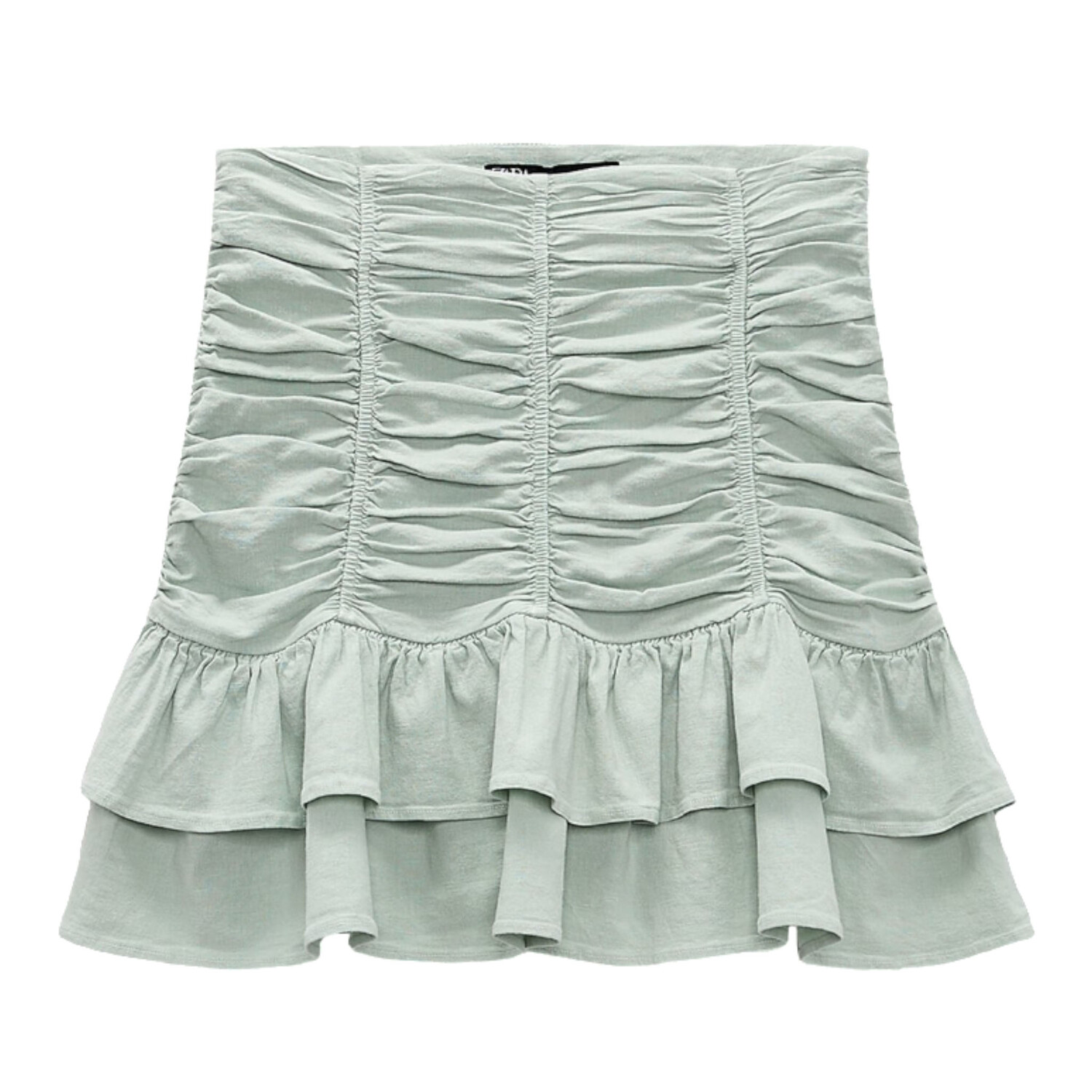 

Юбка Zara Gathered Linen Blend Mini, зеленый