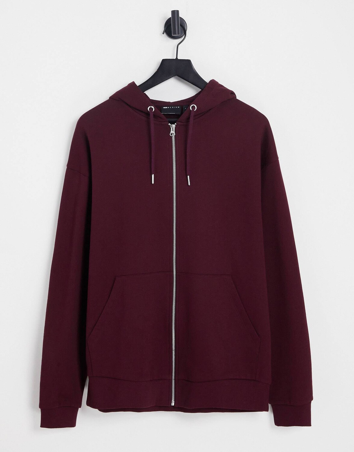 

Бордовая толстовка оверсайз на молнии ASOS DESIGN