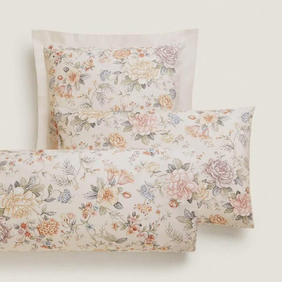 

Наволочка Zara Home Floral Print, бежевый