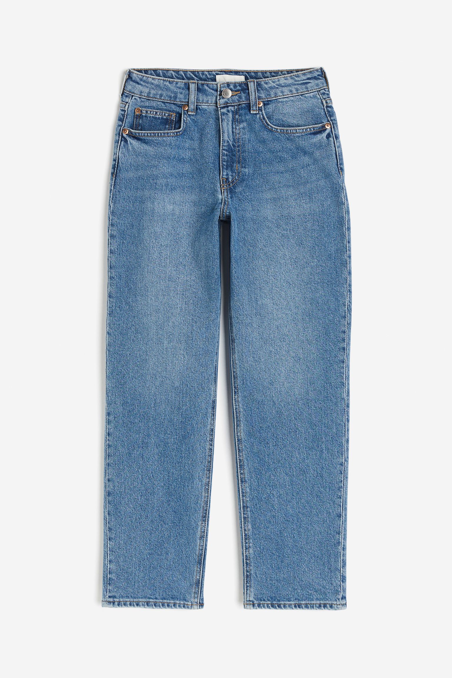 Джинсы H&M Slim Straight High Ankle, синий классические белые прямые джинсы из эластичного денима joe browns белый