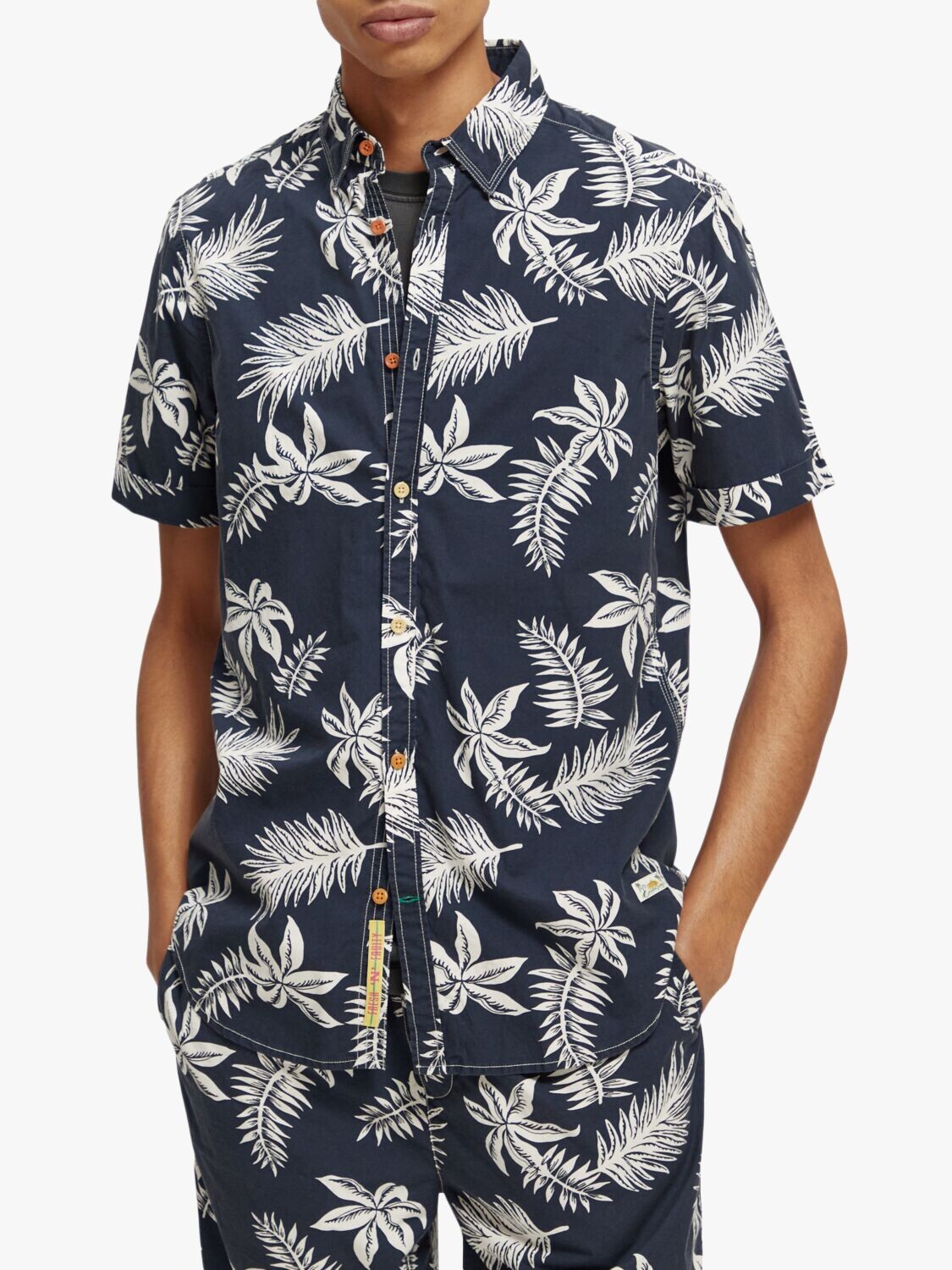 

Рубашка из поплина с короткими рукавами Scotch & Soda, 5818 — Темно-синий лист