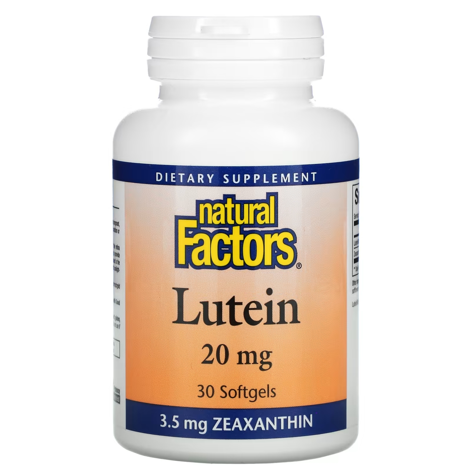 цена Natural Factors лютеин 20 мг, 30 мягких таблеток