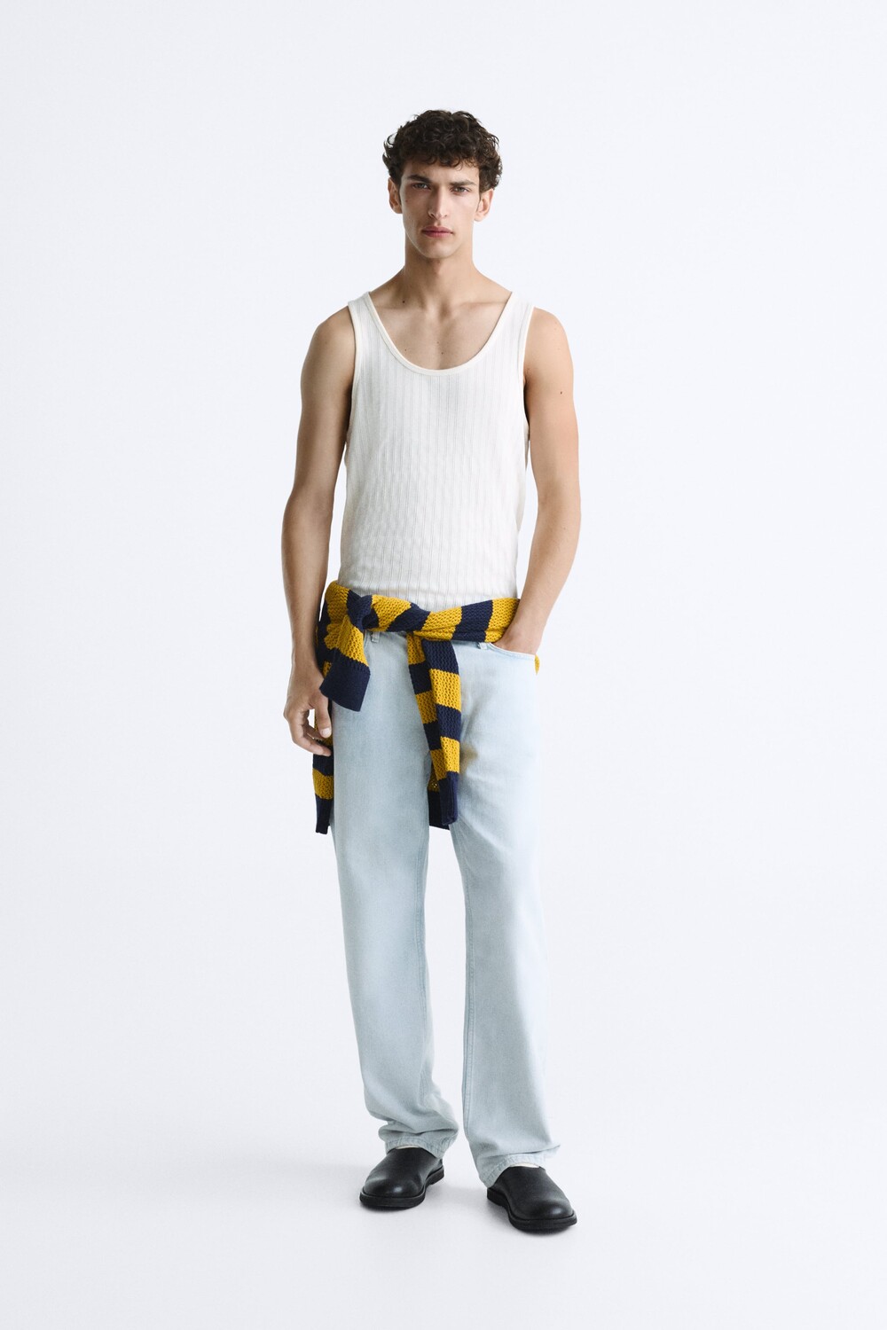 

Текстурированная майка Zara, экрю, Белый