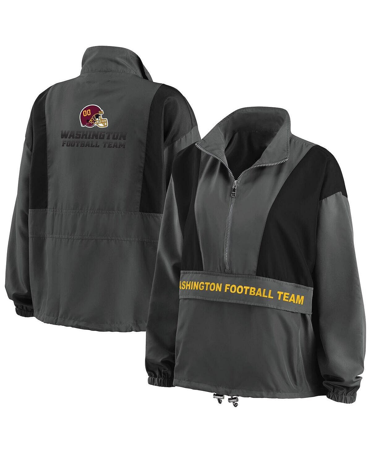 

Женская темно-серая складная куртка с молнией до половины команды Washington Football Team Popover WEAR by Erin Andrews