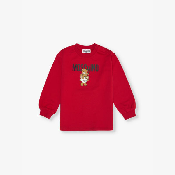 

Платье из хлопкового трикотажа с принтом Bear-And-Brand, возраст 6 месяцев-3 года Moschino, красный