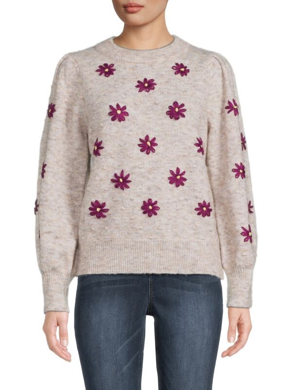 

Свитер с цветочной вышивкой FRNCH Beige multi