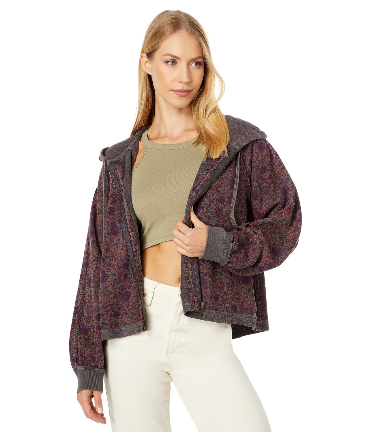 

Худи Lucky Brand, Raglan Raw Edge Zip-Up Hoodie