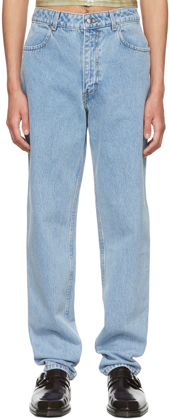 

Синие джинсы прямого кроя Eckhaus Latta