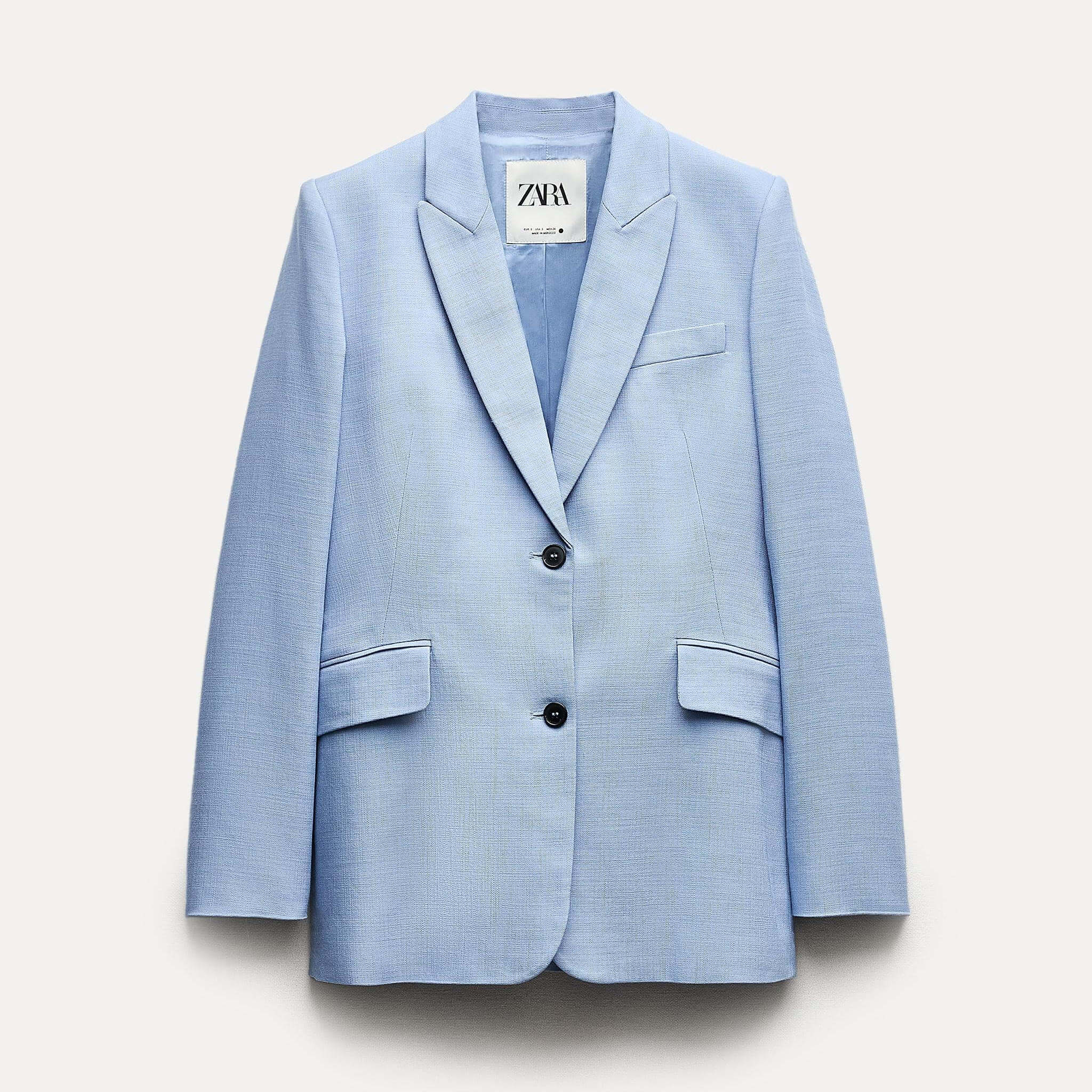 Блейзер Zara ZW Collection Fitted Buttoned, голубой жакет zara zw collection sequin голубой