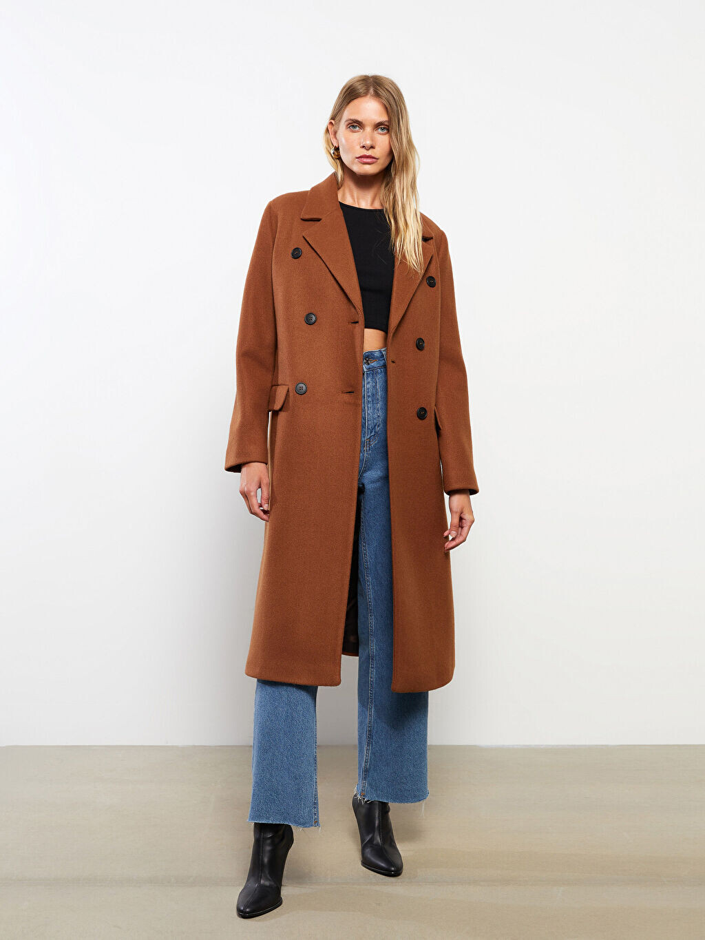 

Куртка с воротником, прямое женское пальто с длинным рукавом, Cachet Coat LCWAIKIKI Classic