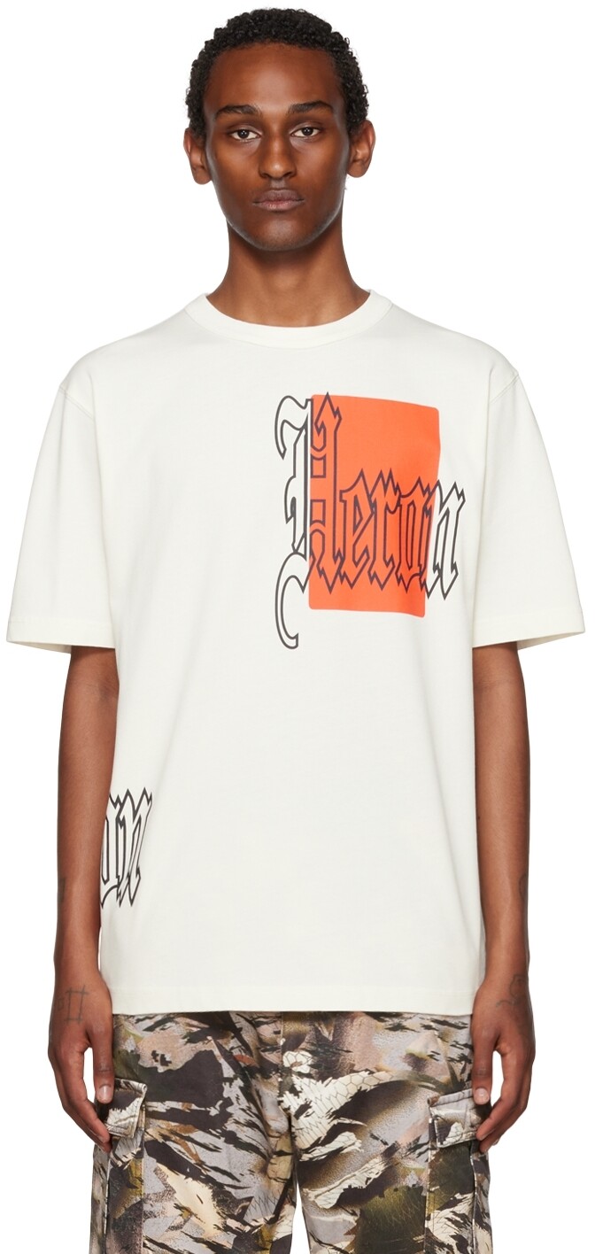 

Off-White Готическая футболка с цветными блоками Heron Preston, Белый