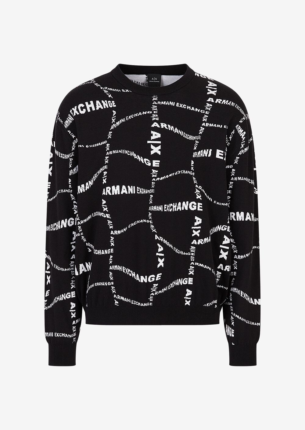 

Свитер с высоким воротником из смесового хлопка Armani Exchange, черный