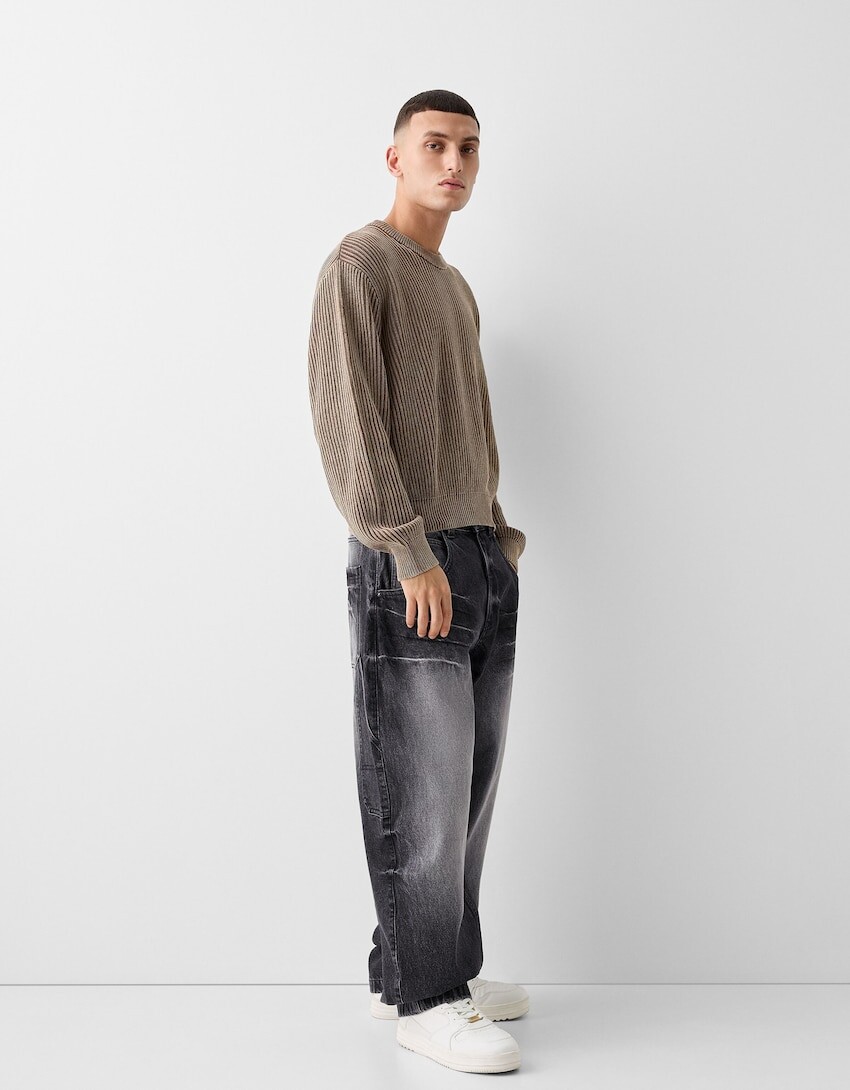 

Джинсы-баллоны carpenter Bershka, черный