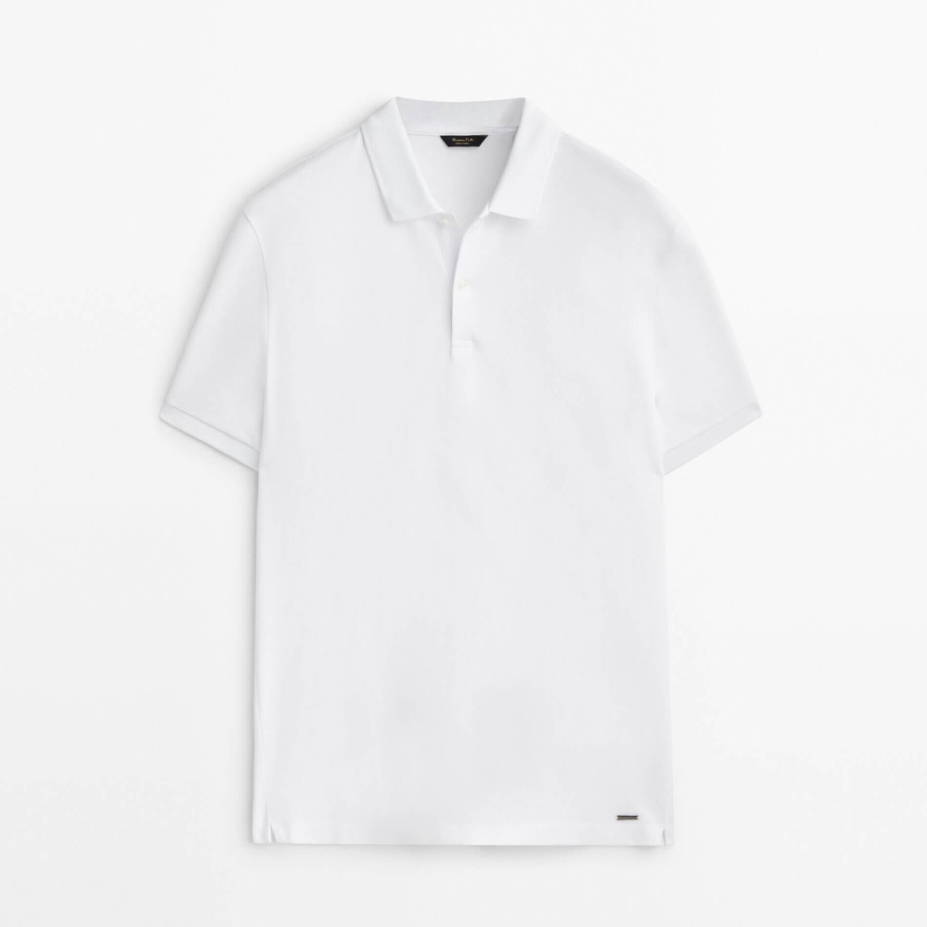 однотонная рубашка поло из тяжелого пике с заклепками premier белый Футболка-поло Massimo Dutti Pique 100% Cotton, белый