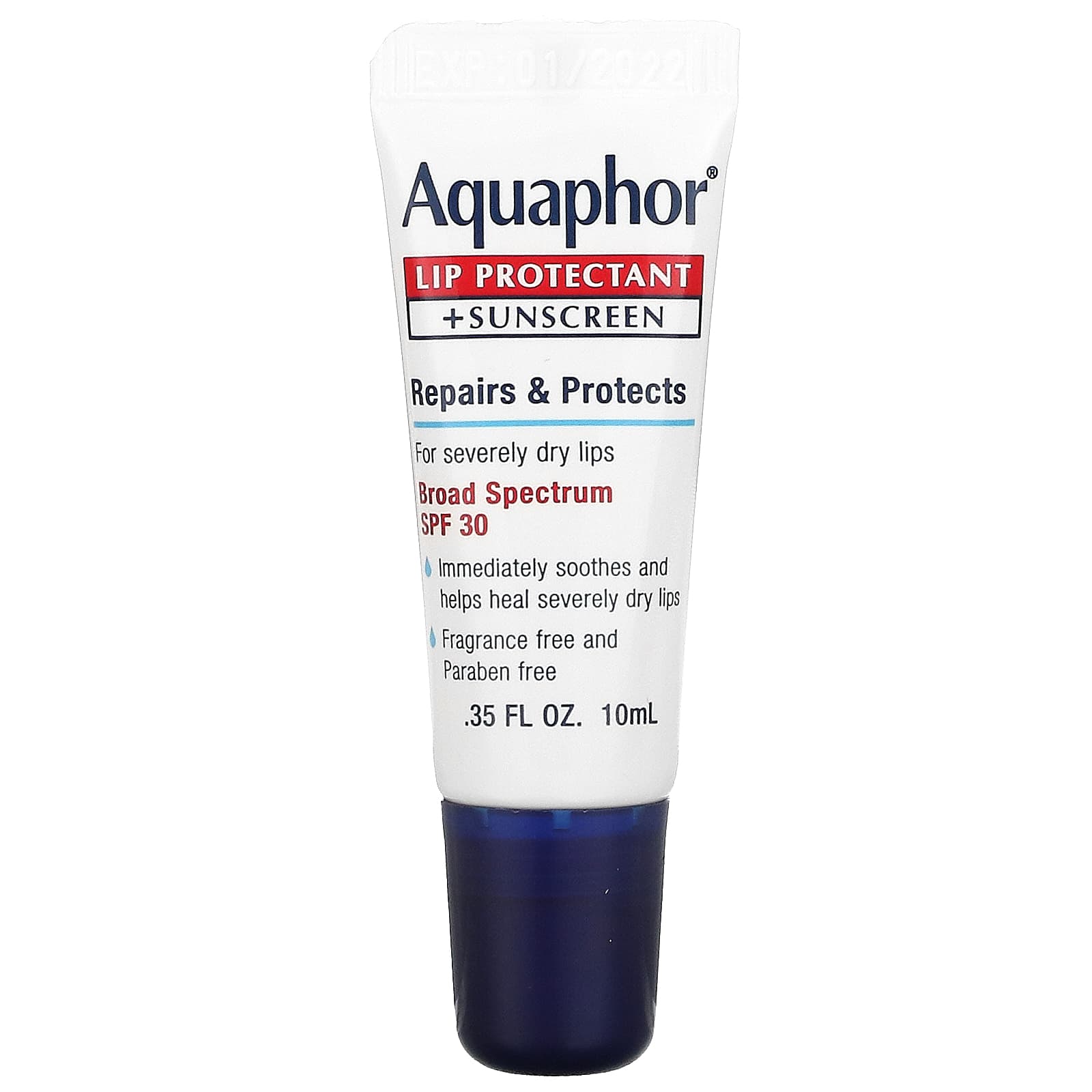Средство Aquaphor для защиты губ и солнцезащитное средство, 10 мл aquaphor средство для защиты губ и солнцезащитное средство spf 30 2 тюбика по 10 мл 0 35 жидк унции