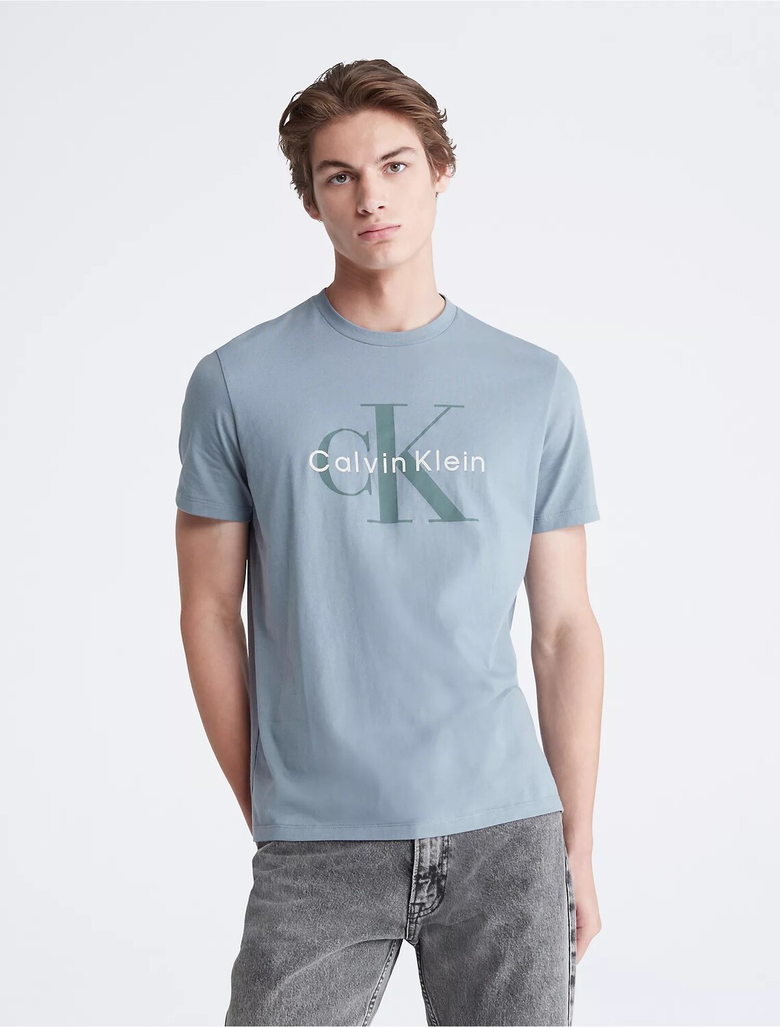 

Футболка Calvin Klein Monogram Logo Crewneck, голубой, Синий