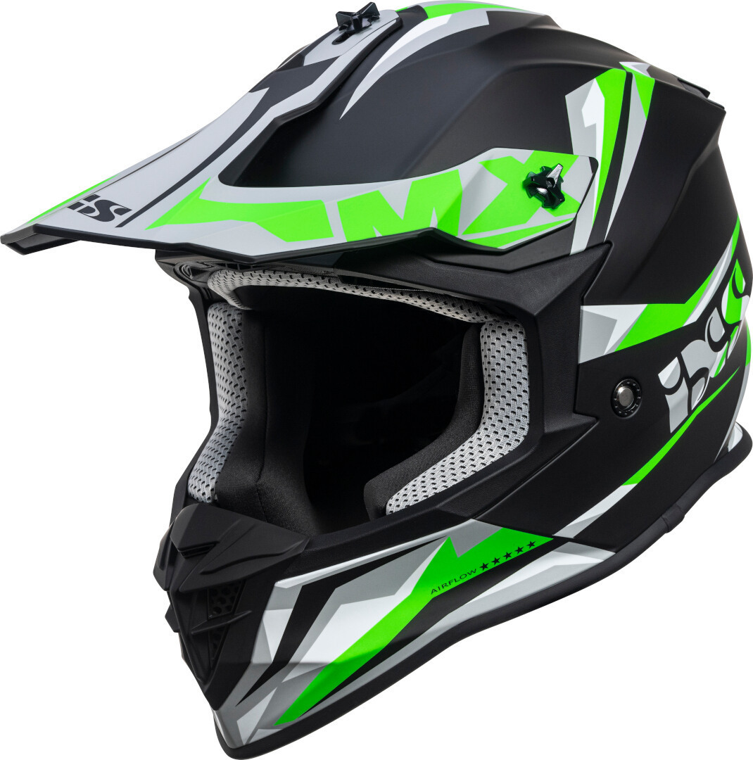 Шлем IXS 362 2.0 для мотокросса, черно-зеленый
