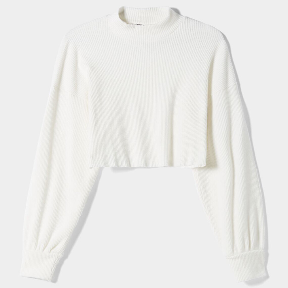 

Джемпер Bershka Cropped, кремовый