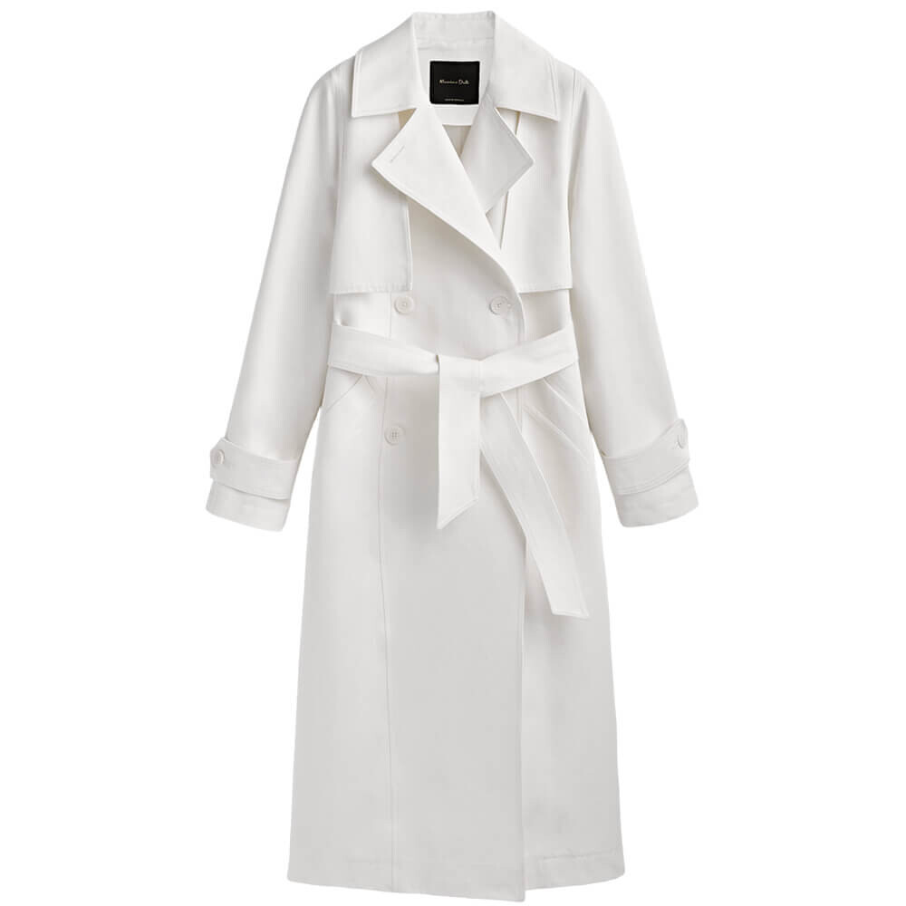 

Тренч Massimo Dutti Double-fabric, кремовый