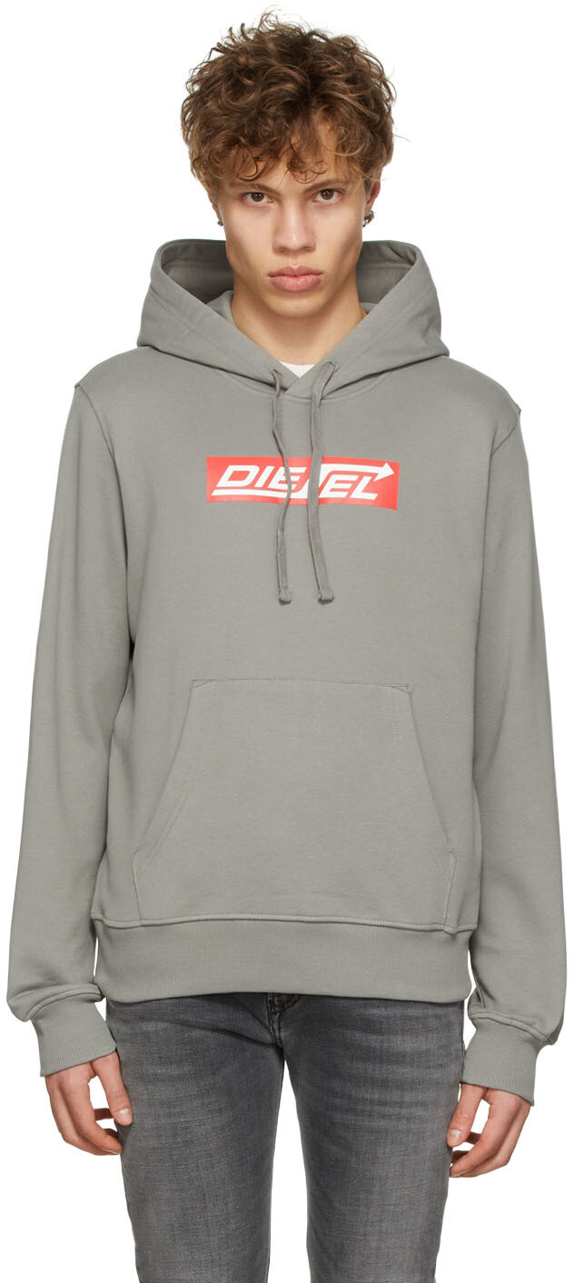 

Худи из хлопка серого цвета Diesel