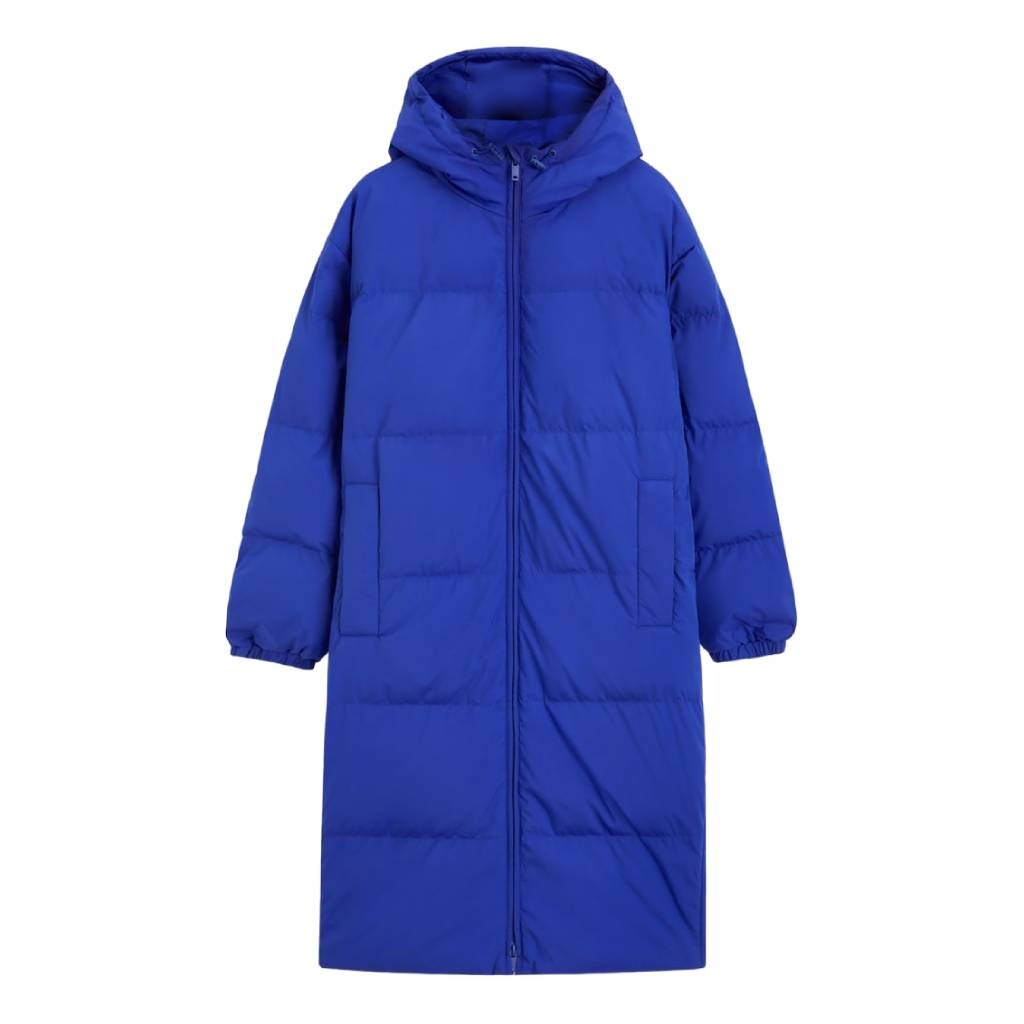 

Пуховик Oysho Long Padded Flower Down, синий