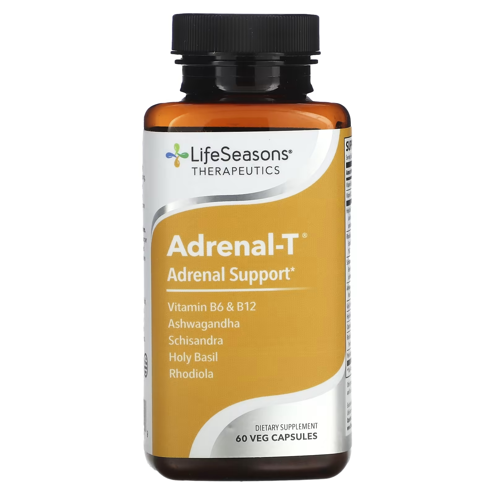 LifeSeasons Adrenal-T адреналиновая поддержка, 60 вегетарианских капсул lifeseasons neuro t поддержка мозга для концентрации внимания 60 вегетарианских капсул