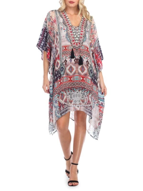 

Накидка из кружева с принтом кафтан La Moda Clothing Red multi, Коричневый