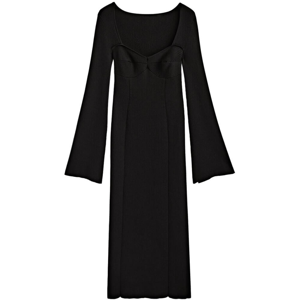 

Платье Massimo Dutti With Neckline Detail, черный