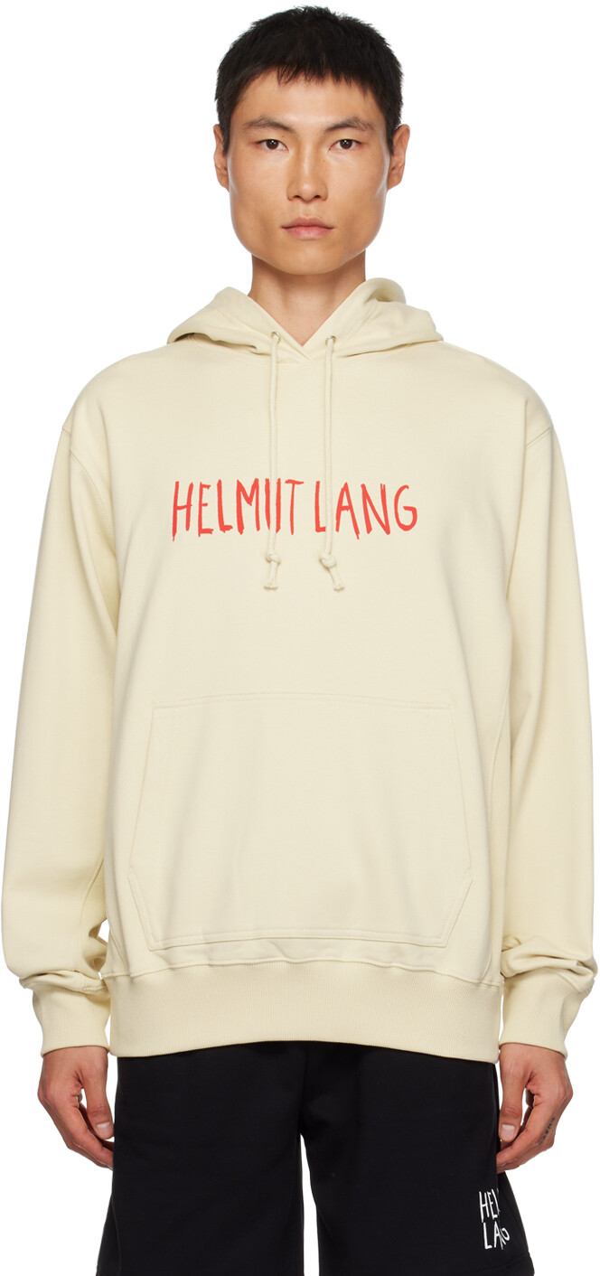 

Бежевый худи с принтом Helmut Lang