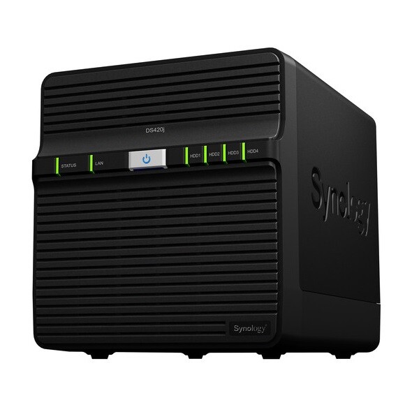 

Сетевое хранилище Synology DS420j с 4 отсеками, черный