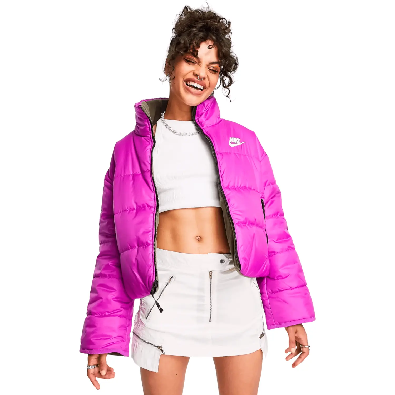 

Куртка двусторонняя Nike Reversible Padded Fleece In Vivid Purple And Olive, фиолетовый