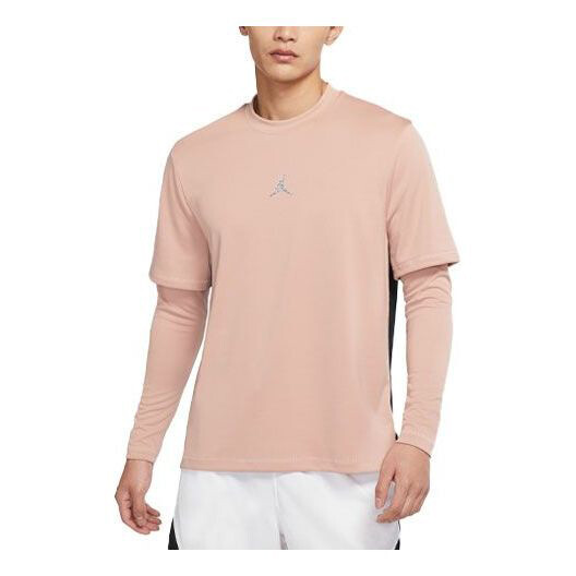 

Футболка Air Jordan Dri-fit Casual Sports Round Neck Colorblock Long Sleeves Pink Gray, Розовый