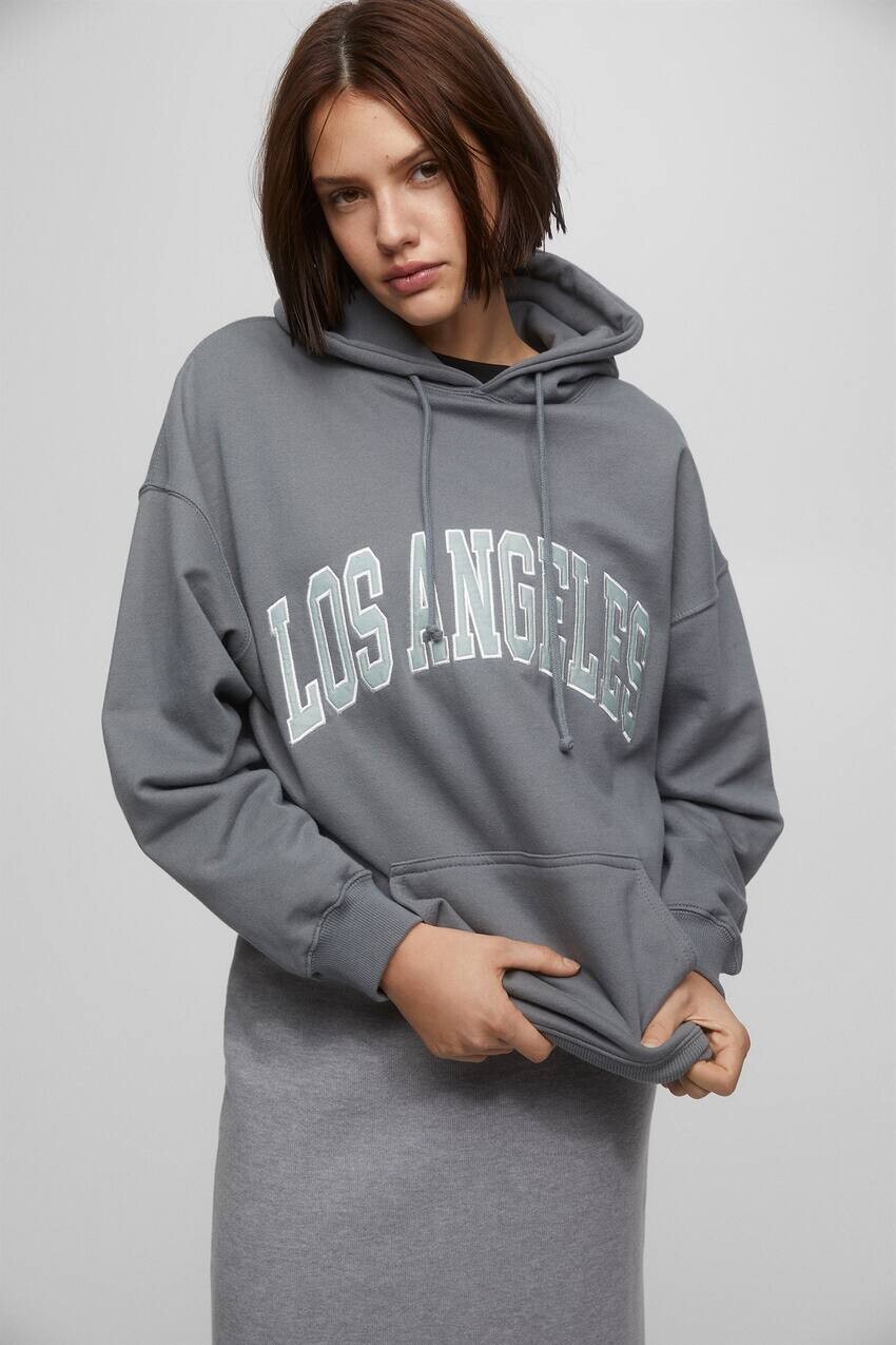 

Толстовка с капюшоном Pull&Bear, сине-серый