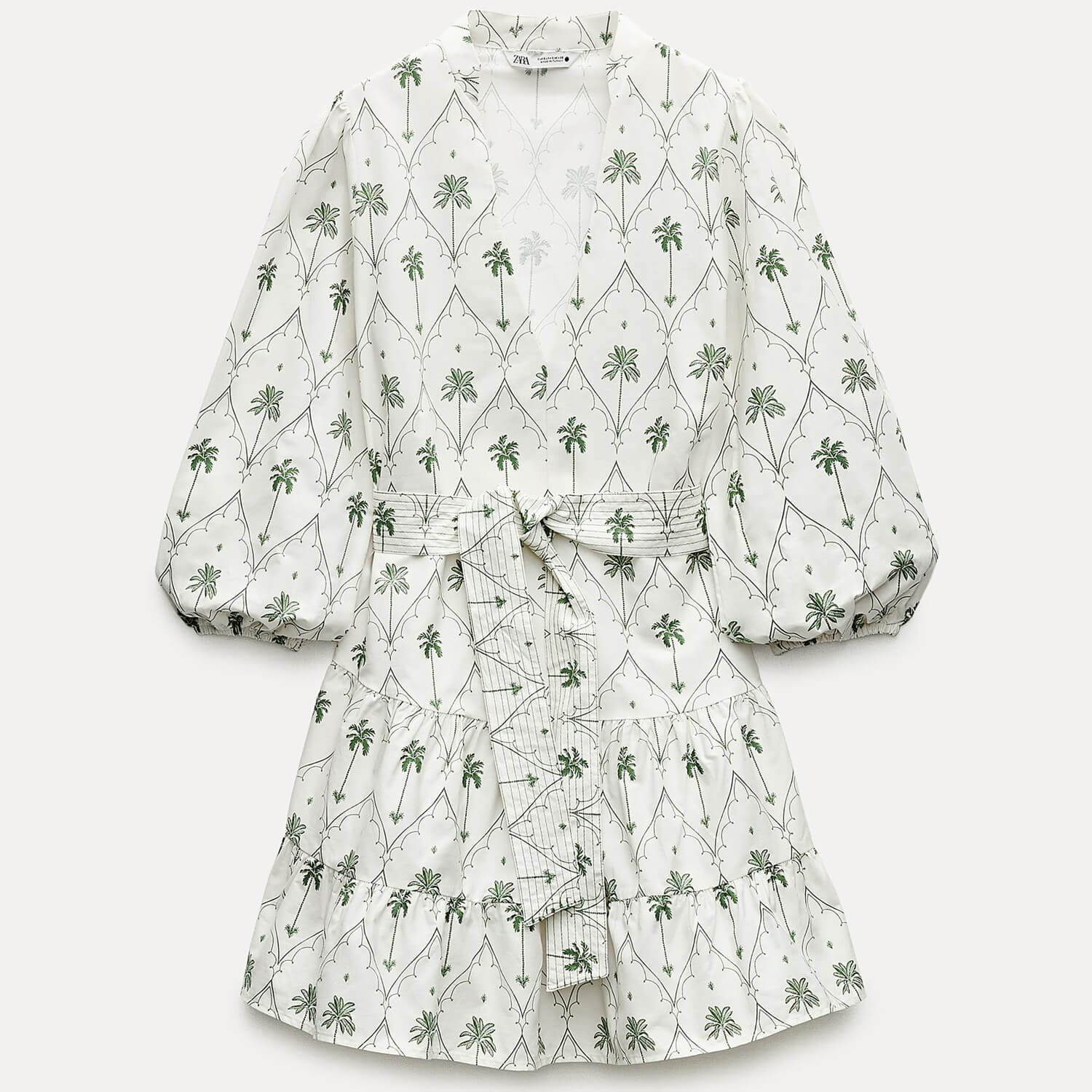 Платье Zara ZW Collection Short Printed, светло-зеленый рубашка zara zw collection flowing printed бежевый зеленый