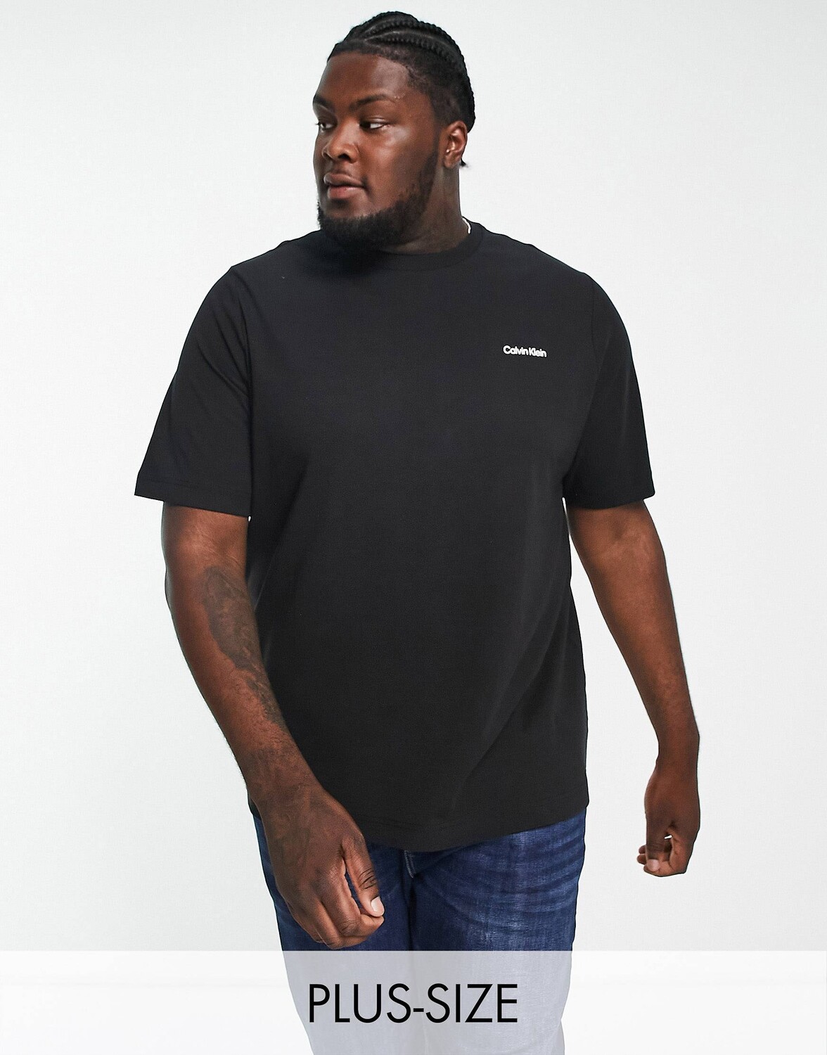 

Черная футболка из смесового хлопка с логотипом Calvin Klein Big & Tall