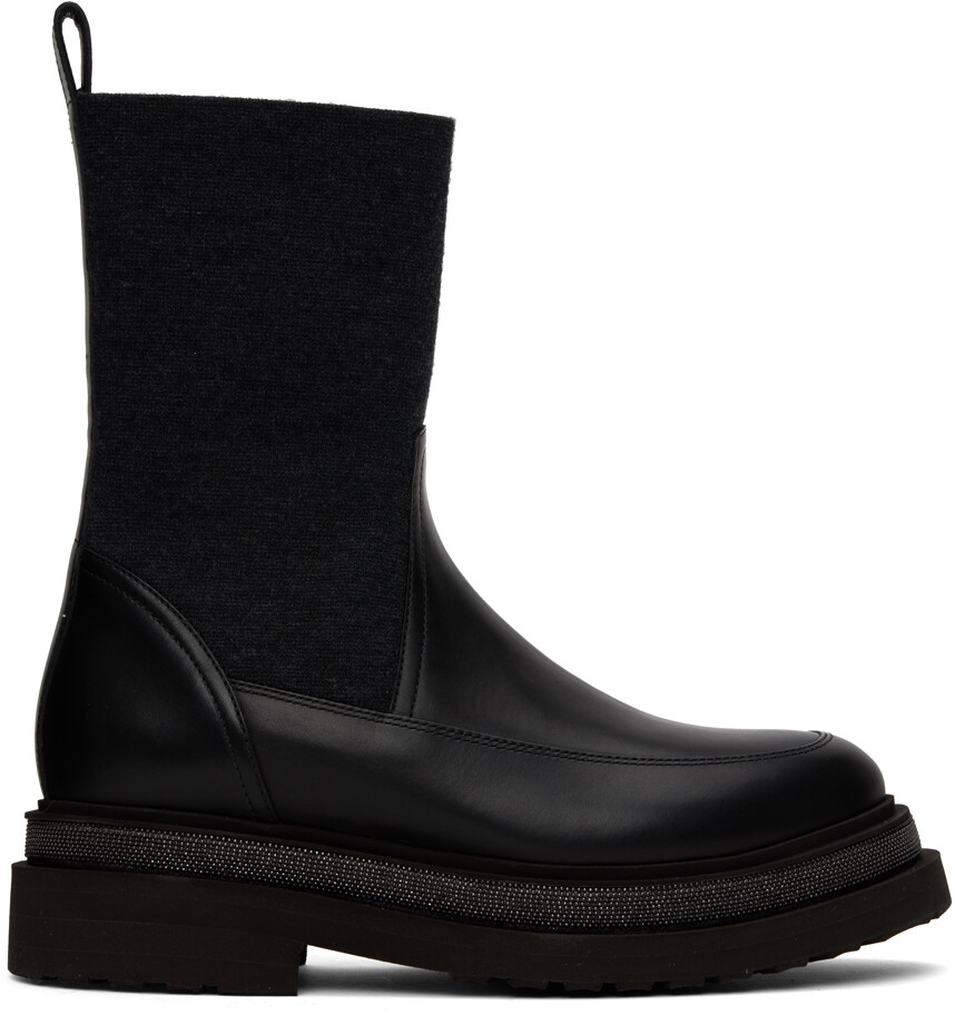 

Черные кожаные ботинки челси Brunello Cucinelli