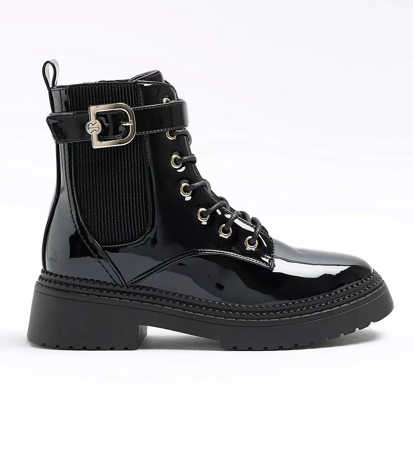 

Ботинки River Island Patent Buckle Lace Up, черный
