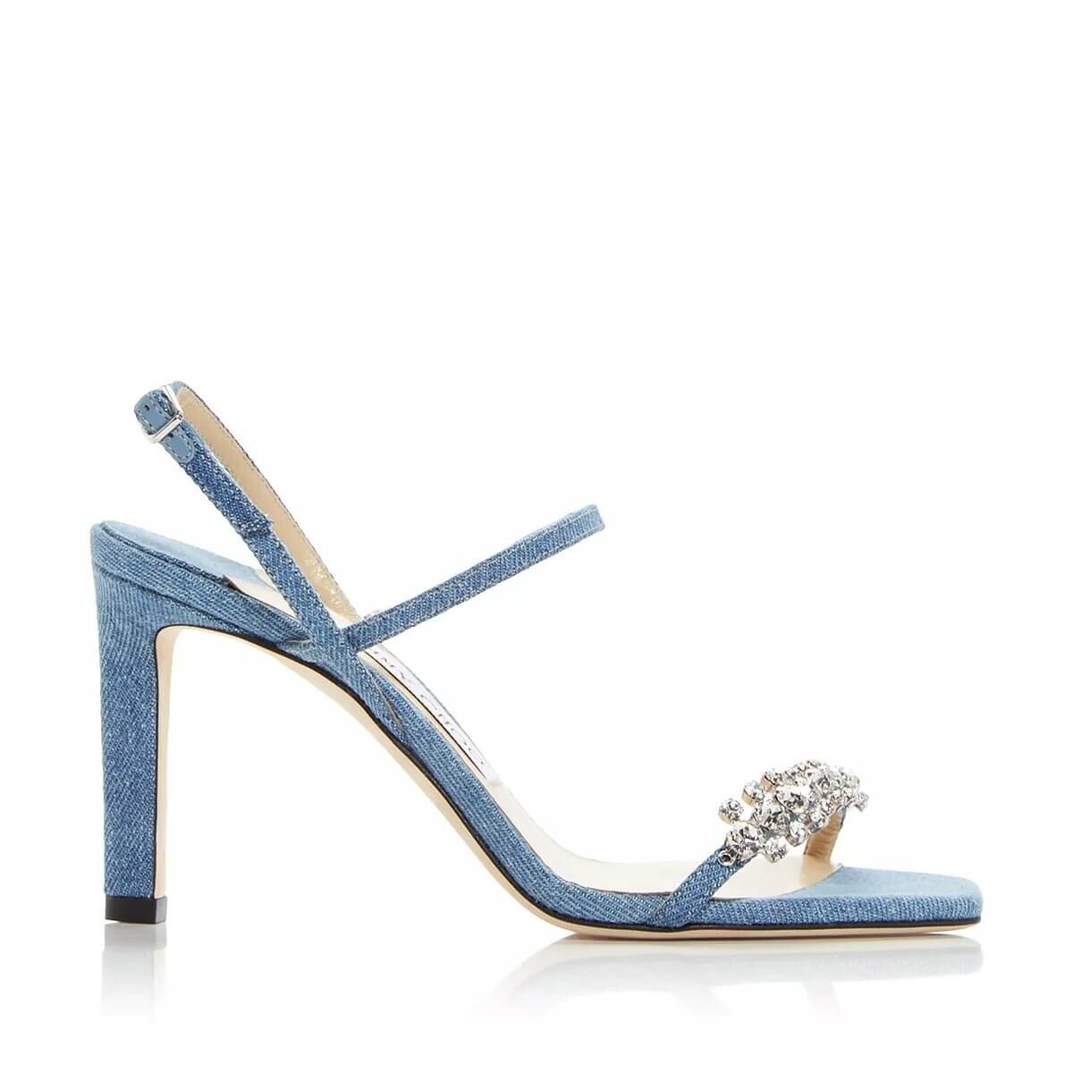 

Босоножки Jimmy Choo Women's Meira 85 Embellished High Heel Slide, голубой