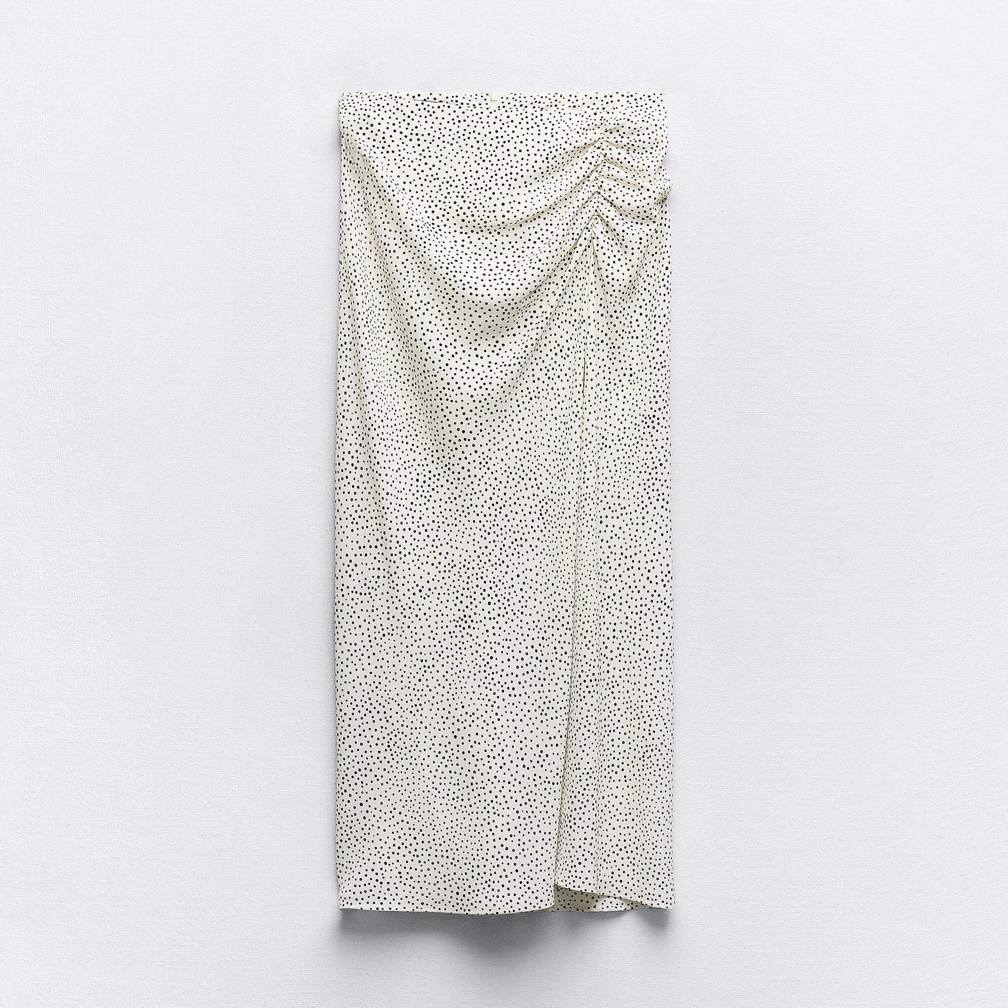 Юбка-миди Zara Polka Dot With Gathered Detail, экрю/черный юбка миди разрез размер 25 синий