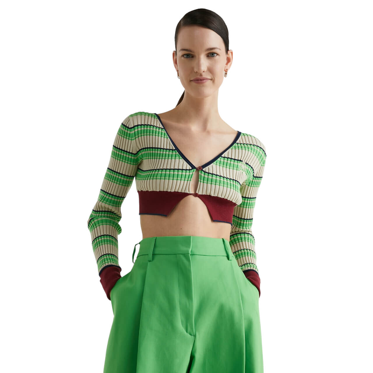

Кардиган Tommy Hilfiger Collection Pop Stripe Cropped, зеленый/бежевый/бордовый