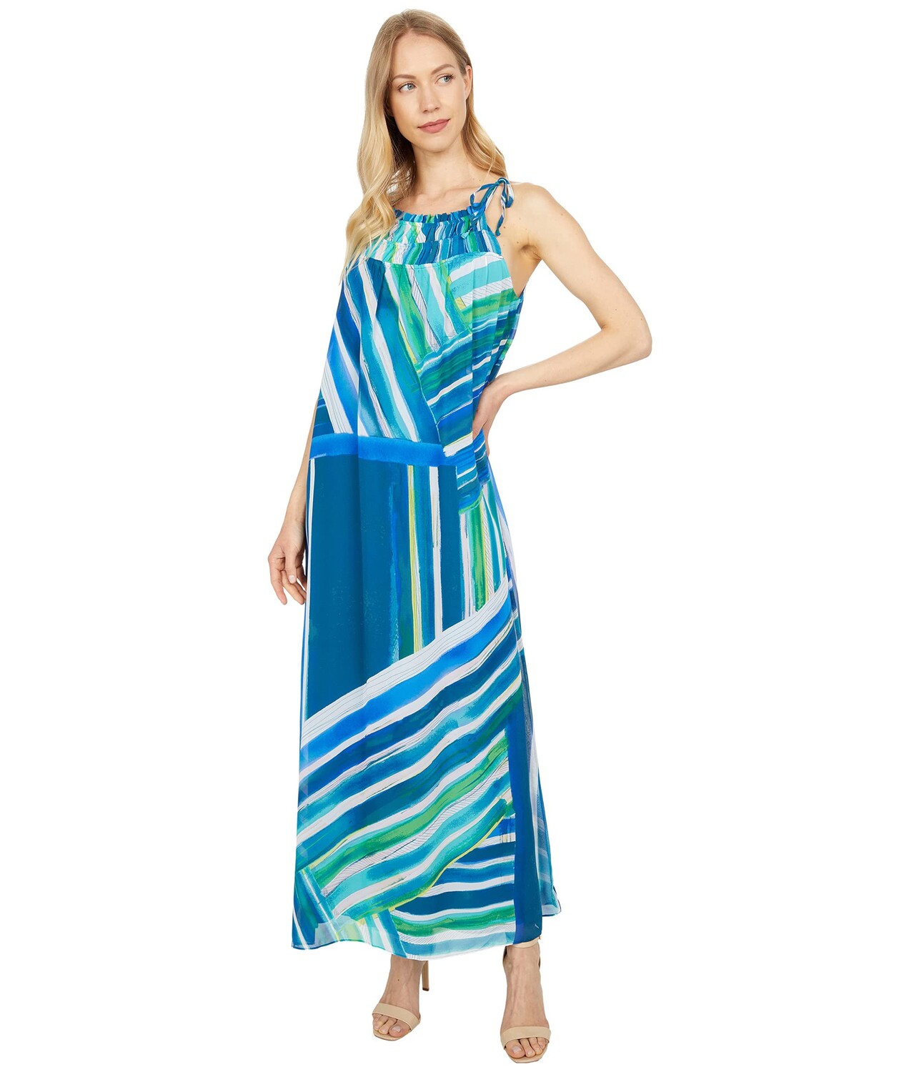 

Платье London Times, Ocean Stripe Chiffon Maxi