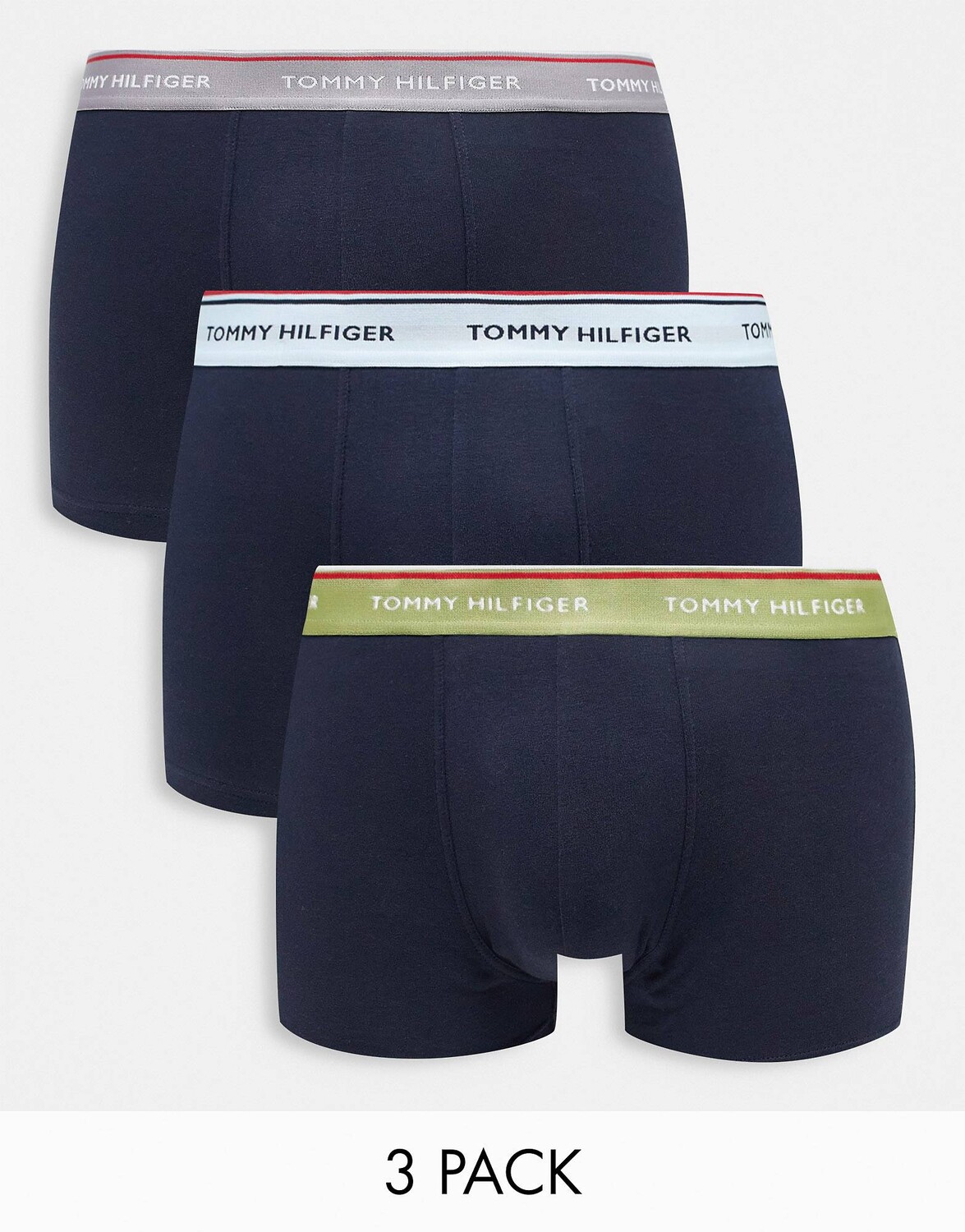 

Набор из 3 трусов Tommy Hilfiger темно-синего цвета с зелено-серо-синим поясом