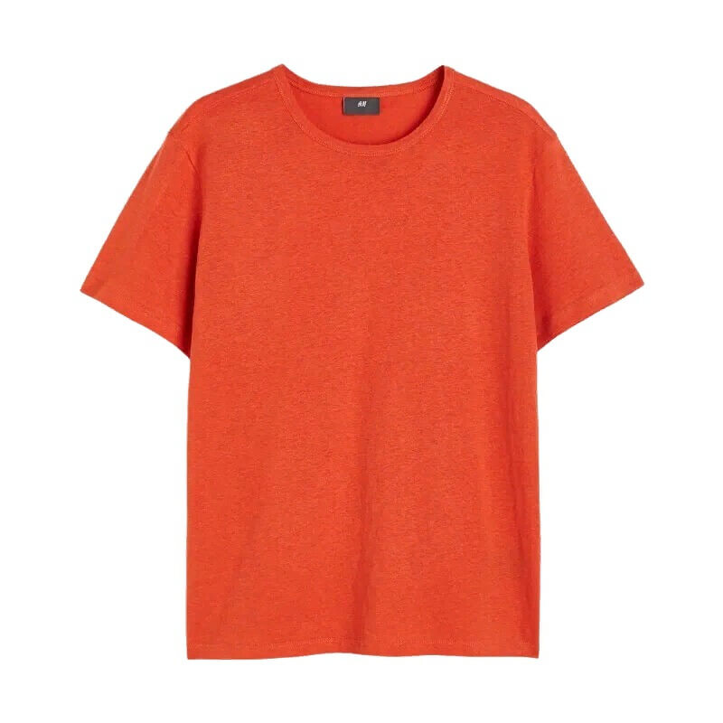 

Футболка H&M Regular Fit Linen-blend, темно-оранжевый