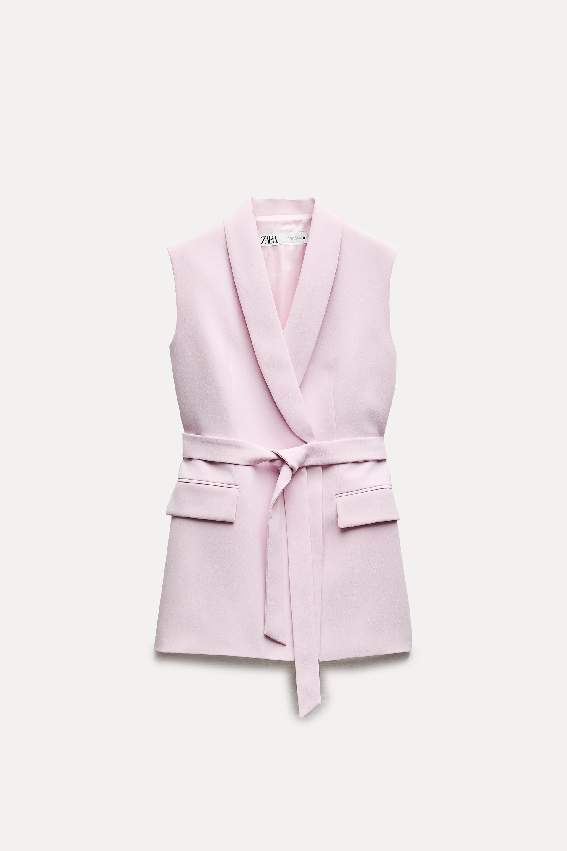 Жилет Zara ZW Collection With Tie Belt, розовый рубашка zara zw collection with ruffled collar светло розовый