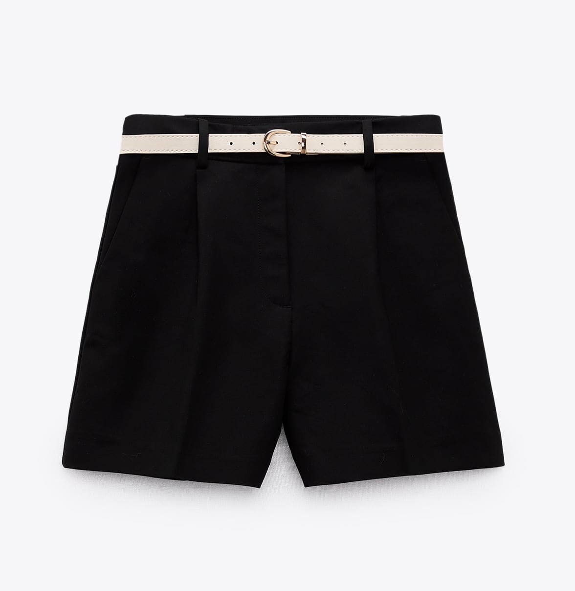 

Шорты Zara Double-fabric Bermuda With Belt, черный