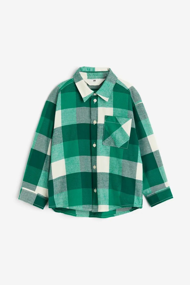 

Бархатная рубашка из хлопка H&M, зеленый