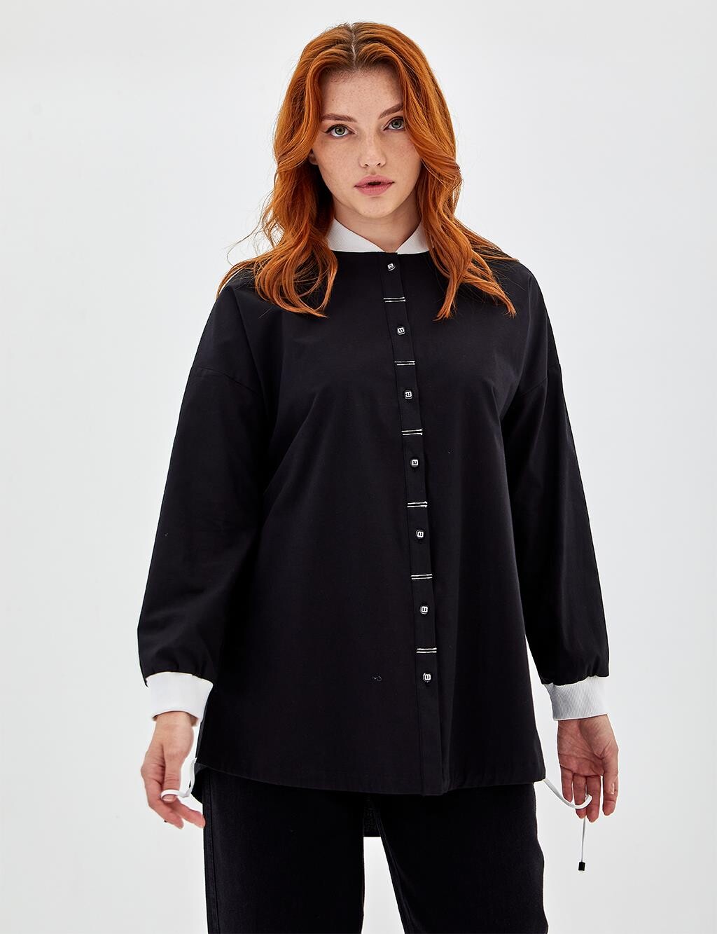 

Туника в рубчик черная Kayra